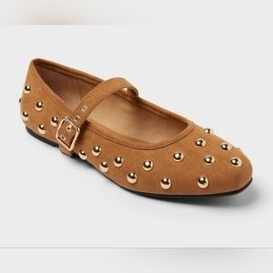 Universal Thread Tan Studded Mary Jane Flats Women